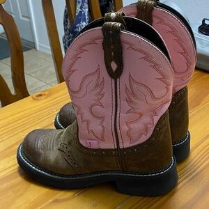 Pink and Brown Women's Western Boots